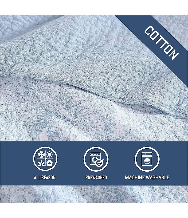 Tommy Bahama Distressed Water Leaves Cotton Reversible Quilt Mini Set