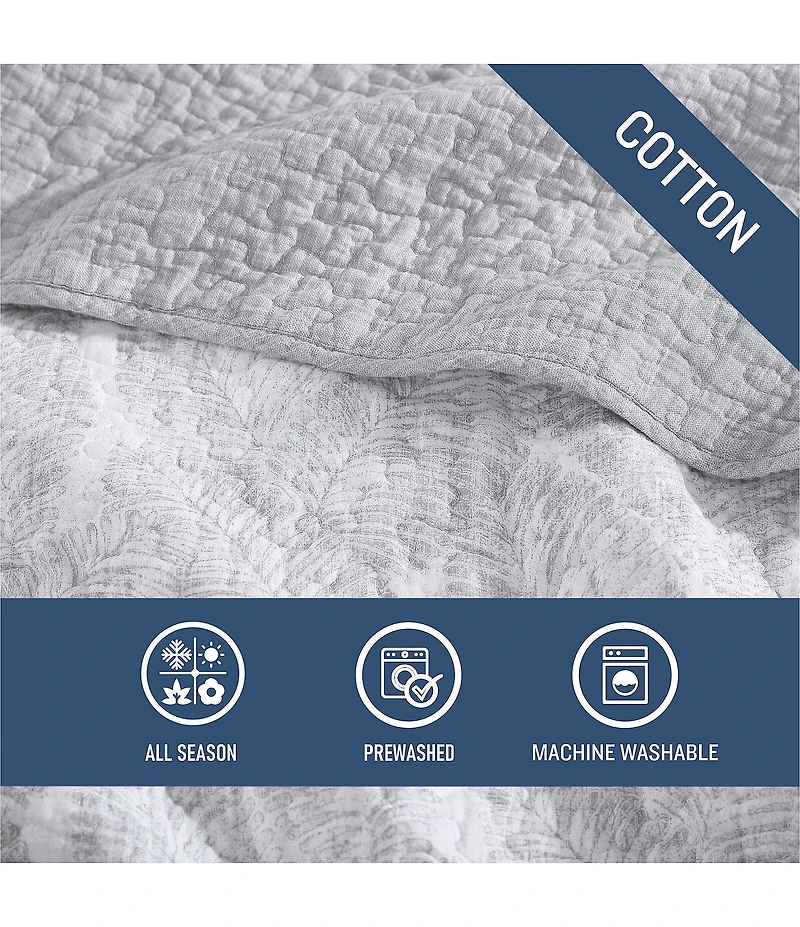 Tommy Bahama Distressed Water Leaves Cotton Reversible Quilt Mini Set