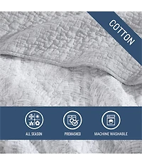 Tommy Bahama Distressed Water Leaves Cotton Reversible Quilt Mini Set