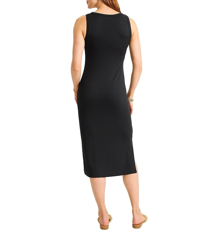 Tommy Bahama Drapey Ponte Scoop Neck Sleeveless Sheath Midi Dress