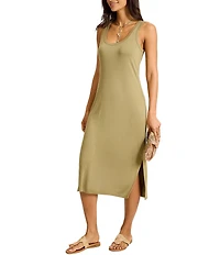 Tommy Bahama Drapey Ponte Scoop Neck Sleeveless Sheath Midi Dress
