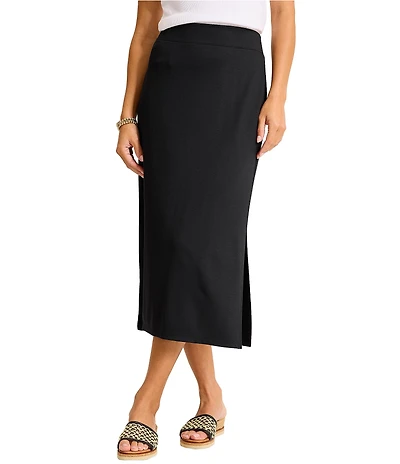 Tommy Bahama Drapey Stretch Ponte Pull-On Midi Pencil Skirt