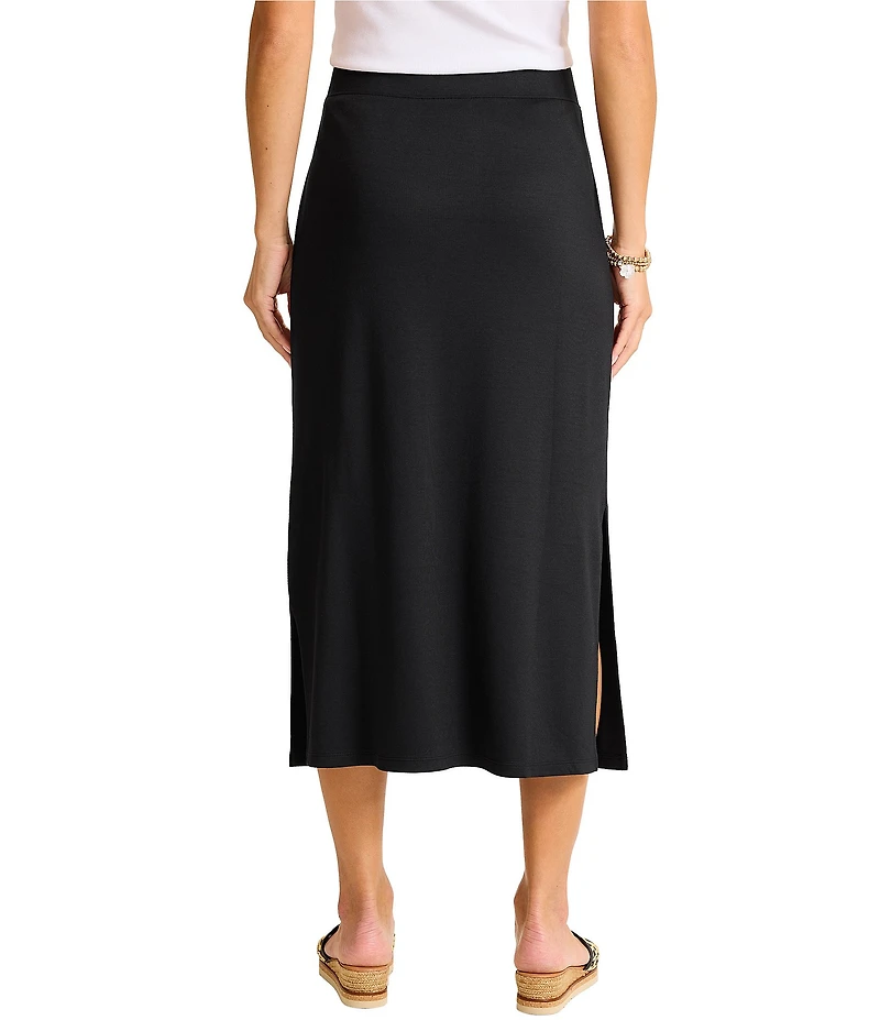 Tommy Bahama Drapey Stretch Ponte Pull-On Midi Pencil Skirt