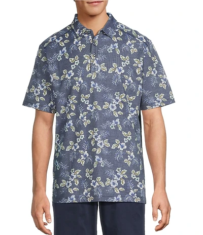 Tommy Bahama Emfielder Midnight Oasis Floral Print Short Sleeve Polo Shirt