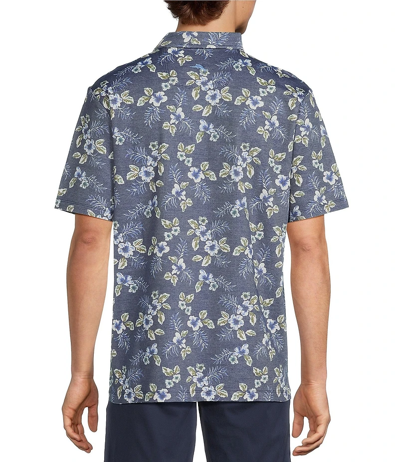 Tommy Bahama Emfielder Midnight Oasis Floral Print Short Sleeve Polo Shirt