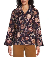 Tommy Bahama Exquisite Bloom Micro Corduroy Point Collar Long Sleeve Popover
