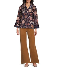 Tommy Bahama Exquisite Bloom Micro Corduroy Point Collar Long Sleeve Popover