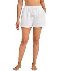 Tommy Bahama Organic Cotton Eyelet Cove Elastic Drawstring Waist Pull-On Short Swim Cover-Up