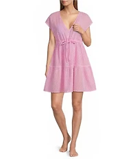 Tommy Bahama Organic Cotton Eyelet Cove V-Neck Swim Cover-Up Dress