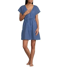 Tommy Bahama Organic Cotton Eyelet Cove V-Neck Swim Cover-Up Dress
