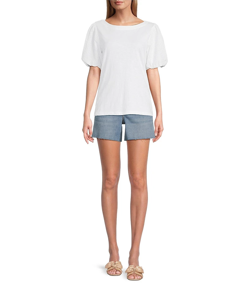 Tommy Bahama Eyelet Embroidery Cotton Lux Tee Shirt