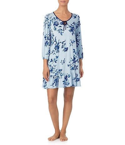 Tommy Bahama Floral Print 3/4 Sleeve Scoop Neck Knit Sleep Dress
