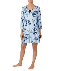 Tommy Bahama Floral Print 3/4 Sleeve Scoop Neck Knit Sleep Dress
