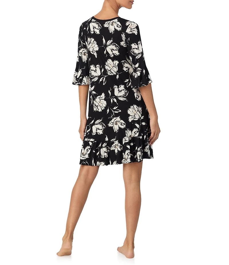 Tommy Bahama Floral Print 3/4 Sleeve V-Neck Knit Sleepshirt