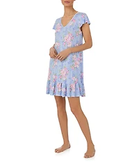 Tommy Bahama Floral Print Cap Sleeve V-Neck Jersey Knit Chemise