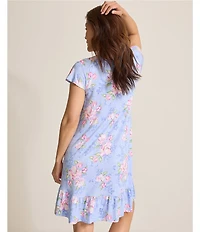 Tommy Bahama Floral Print Cap Sleeve V-Neck Jersey Knit Chemise