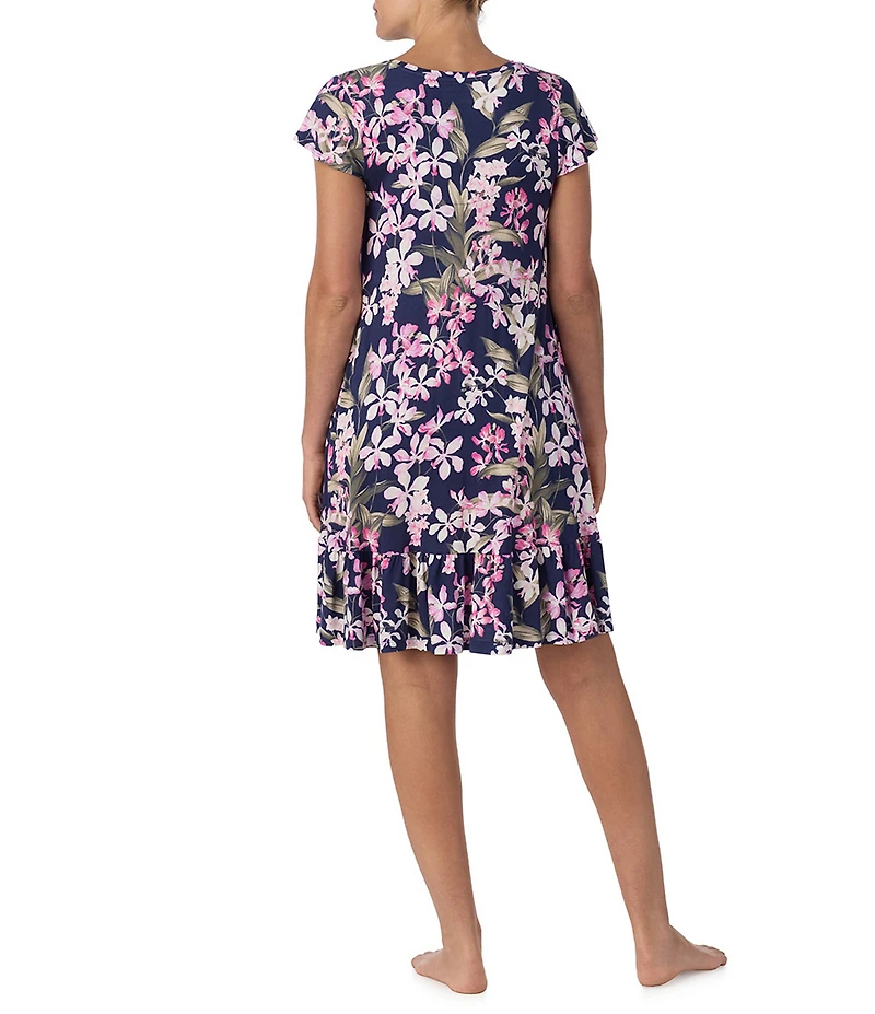 Tommy Bahama Floral Print Cap Sleeve V-Neck Jersey Knit Nightgown