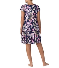 Tommy Bahama Floral Print Cap Sleeve V-Neck Jersey Knit Nightgown
