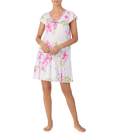 Tommy Bahama Floral Print Cap Sleeve V-Neck Short Nightgown