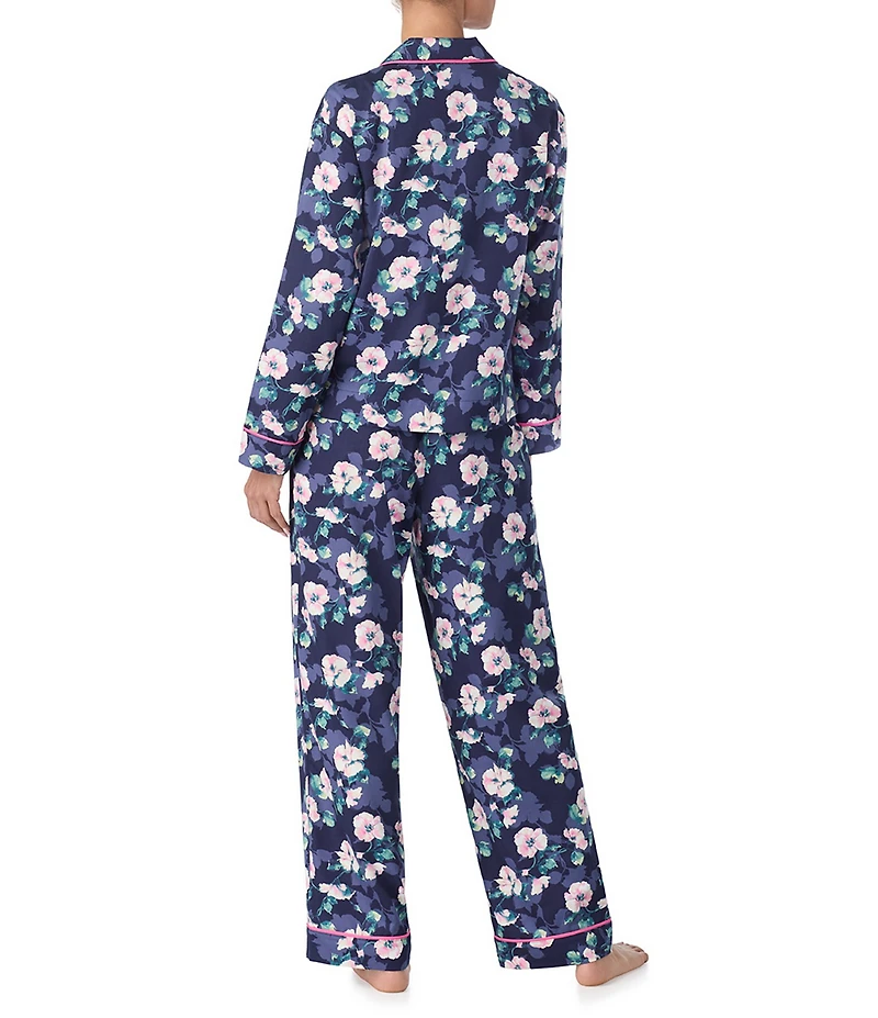 Tommy Bahama Floral Print Long Sleeve Notch Collar Long Sateen Pajama Set