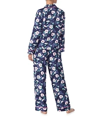 Tommy Bahama Floral Print Long Sleeve Notch Collar Long Sateen Pajama Set