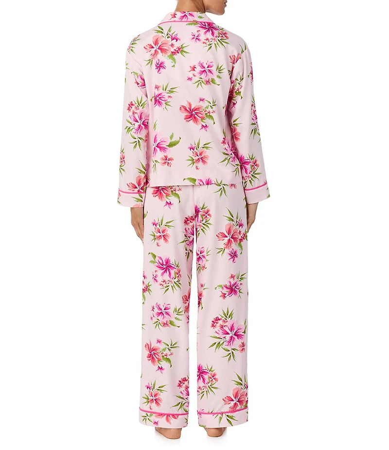 Tommy Bahama Floral Print Long Sleeve Notch Collar Sateen Long Pajama Set