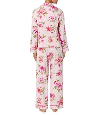 Tommy Bahama Floral Print Long Sleeve Notch Collar Sateen Long Pajama Set