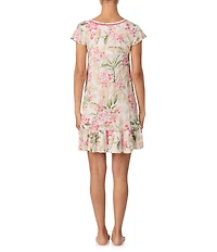 Tommy Bahama Floral Print Short Sleeve V-Neck Knit Nightgown