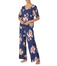 Tommy Bahama Floral Print Short Sleeve V-Neck Knit Pajama Set