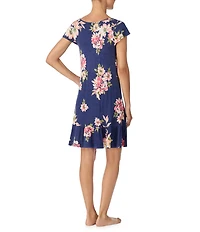 Tommy Bahama Floral Print Short Sleeve V-Neck Knit Sleepshirt