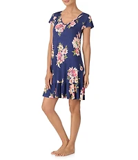 Tommy Bahama Floral Print Short Sleeve V-Neck Knit Sleepshirt