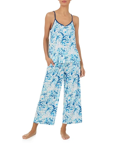 Tommy Bahama Floral Print Sleeveless Jersey Knit Cropped Pajama Set