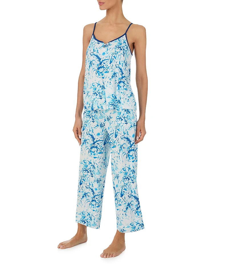 Tommy Bahama Floral Print Sleeveless Jersey Knit Cropped Pajama Set