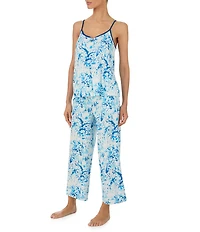 Tommy Bahama Floral Print Sleeveless Jersey Knit Cropped Pajama Set