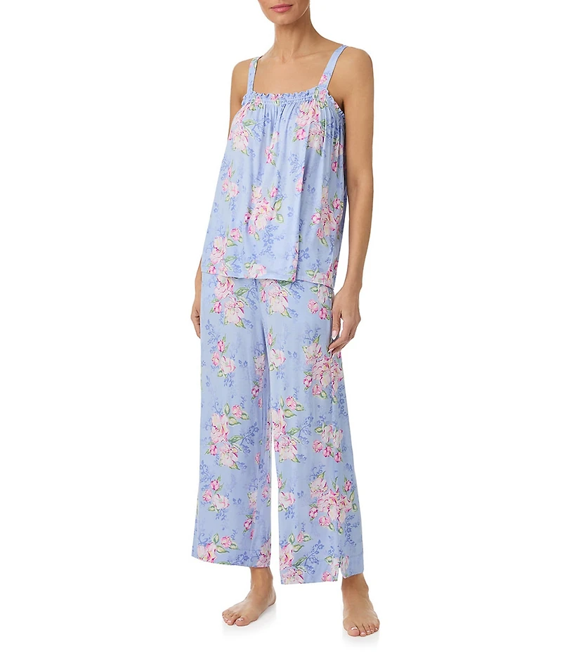 Tommy Bahama Floral Print Sleeveless Jersey Knit Cropped Pajama Set