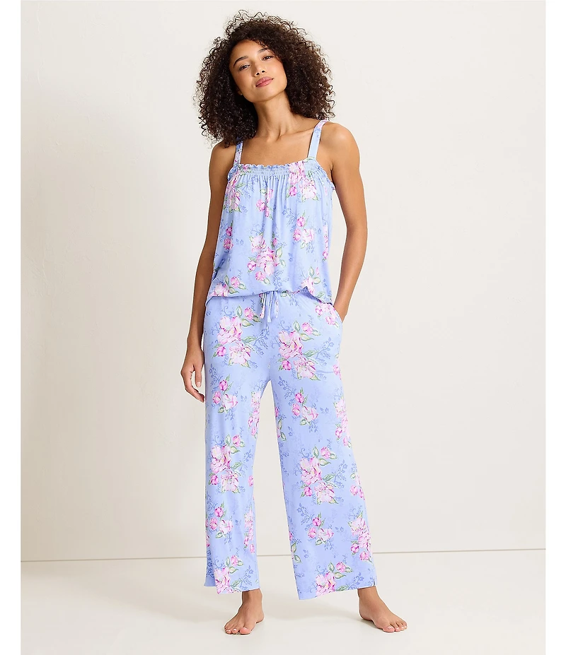 Tommy Bahama Floral Print Sleeveless Jersey Knit Cropped Pajama Set