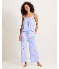 Tommy Bahama Floral Print Sleeveless Jersey Knit Cropped Pajama Set