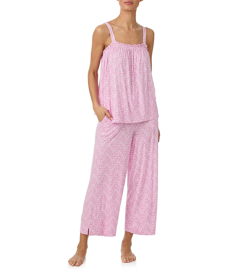 Tommy Bahama Floral Print Sleeveless Jersey Knit Cropped Pajama Set