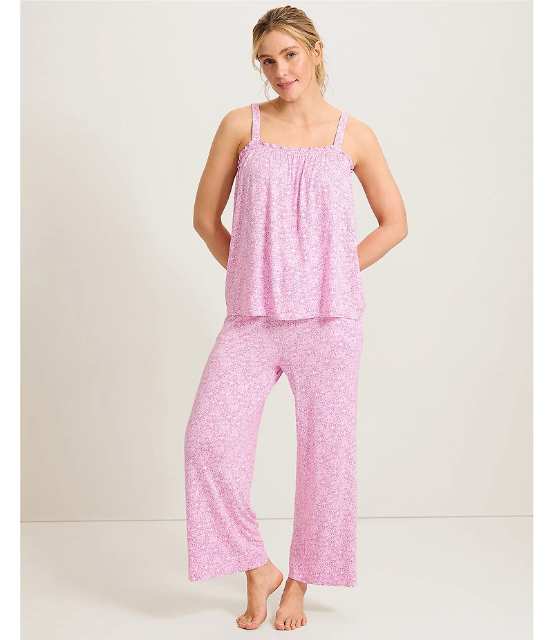 Tommy Bahama Floral Print Sleeveless Jersey Knit Cropped Pajama Set