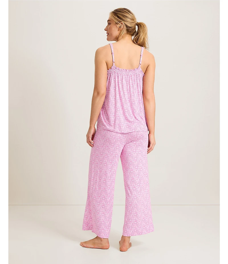 Tommy Bahama Floral Print Sleeveless Jersey Knit Cropped Pajama Set