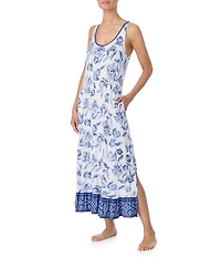 Tommy Bahama Floral Print Sleeveless Round Neck Jersey Knit Maxi Nightgown