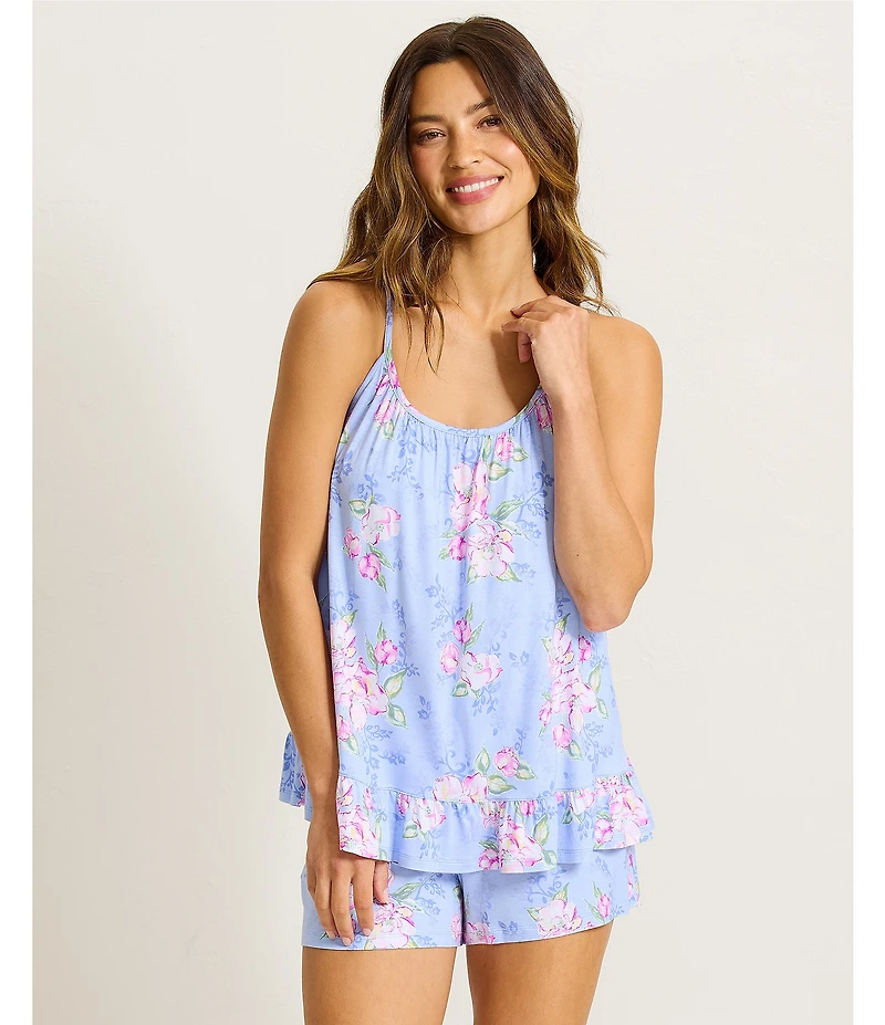 Tommy Bahama Floral Print Sleeveless Round Neck Jersey Knit Shorty Pajama Set