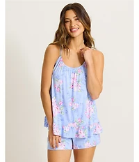 Tommy Bahama Floral Print Sleeveless Round Neck Jersey Knit Shorty Pajama Set