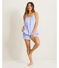 Tommy Bahama Floral Print Sleeveless Round Neck Jersey Knit Shorty Pajama Set