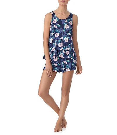 Tommy Bahama Floral Print Sleeveless Round Neck Tank Shorty Jersey Knit Pajama Set
