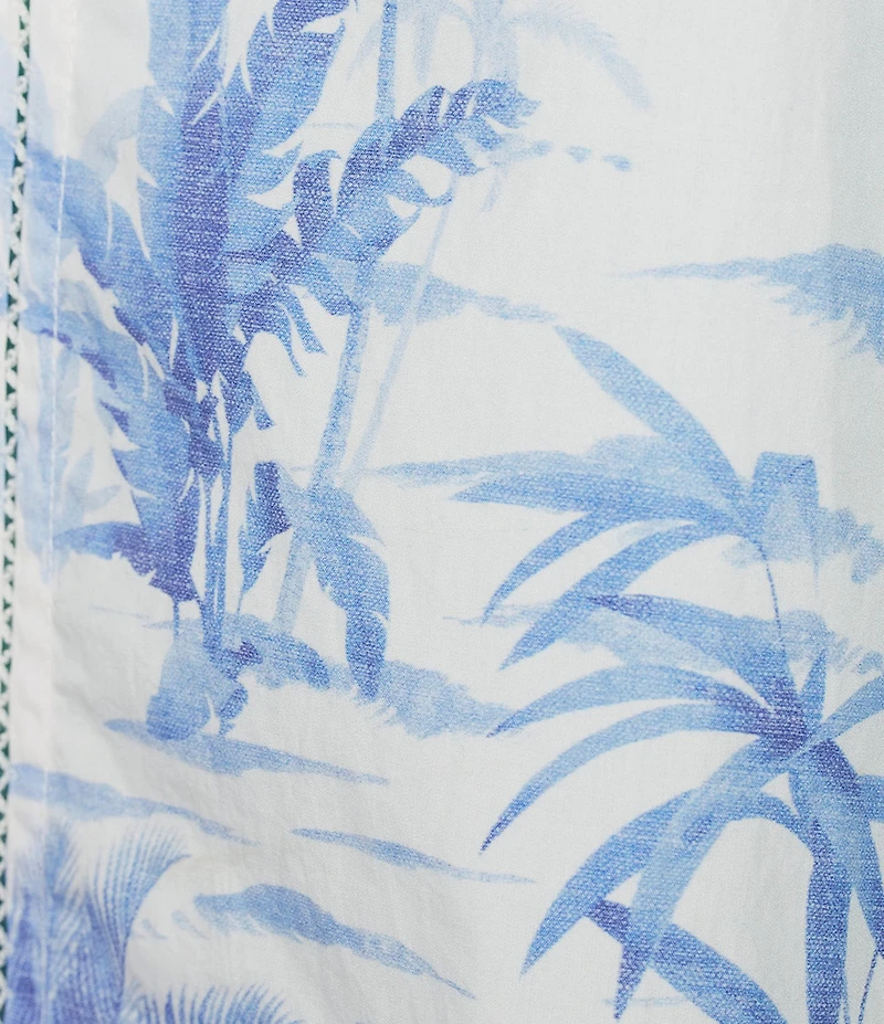 Tommy Bahama Fortuna Fronds Poplin Tassel Short Sleeve Top