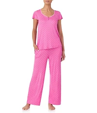 Tommy Bahama Geo Print Short Sleeve Jersey Knit Long Pajama Set