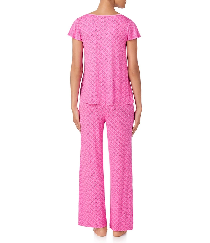 Tommy Bahama Geo Print Short Sleeve Jersey Knit Long Pajama Set