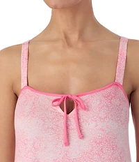 Tommy Bahama Geo Print Sleeveless Square Neck Keyhole Tie-Front Jersey Knit Chemise