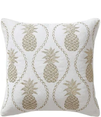 Tommy Bahama Golden Pineapples Embroidered Felt Square Throw Pillow